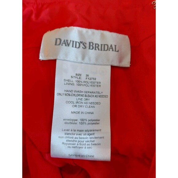 NWT David Bridal's Size 20 Poppy Red Satiny and Chiffon Overlay Maxi Dress - Picture 4 of 8